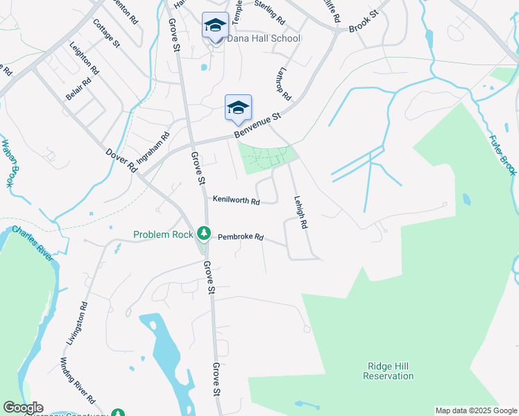 map of restaurants, bars, coffee shops, grocery stores, and more near 29 Kenilworth Road in Wellesley