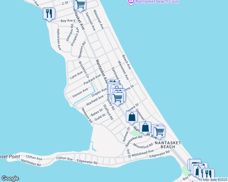 map of restaurants, bars, coffee shops, grocery stores, and more near 126r Kenberma Street in Hull