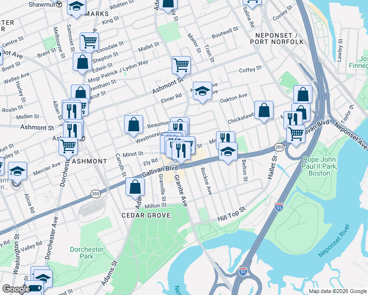 map of restaurants, bars, coffee shops, grocery stores, and more near 18 Woodfield Street in Boston