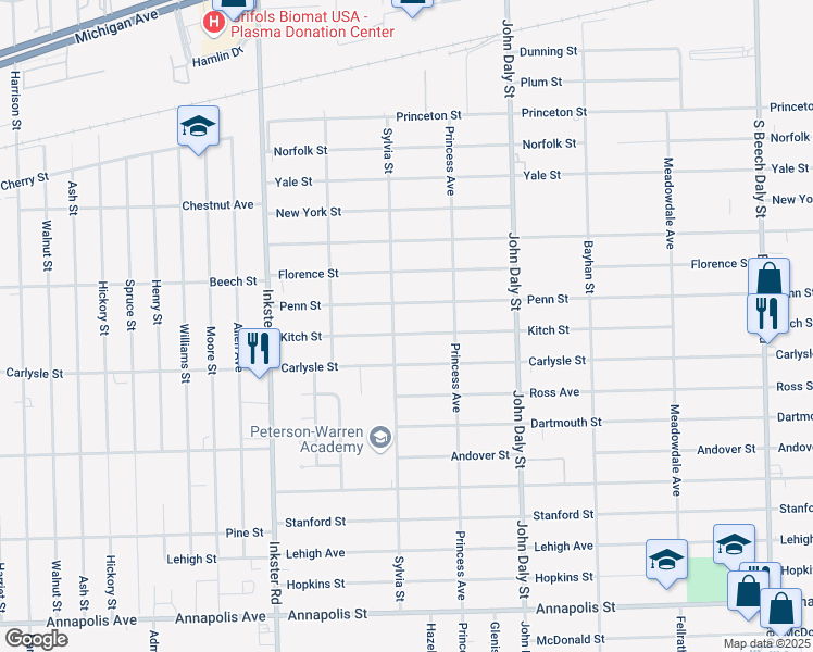 map of restaurants, bars, coffee shops, grocery stores, and more near 26932 Kitch Street in Inkster