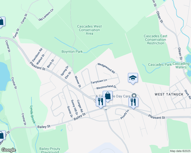 map of restaurants, bars, coffee shops, grocery stores, and more near 66 Tarrytown Lane in Worcester