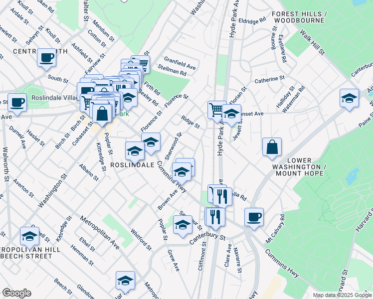 map of restaurants, bars, coffee shops, grocery stores, and more near 14 Prospect Avenue in Boston