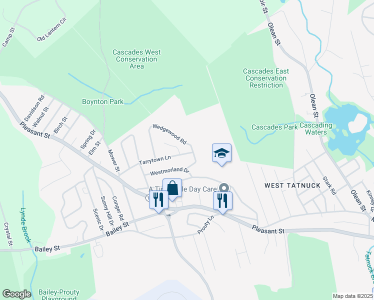 map of restaurants, bars, coffee shops, grocery stores, and more near 19 Tarrytown Lane in Worcester