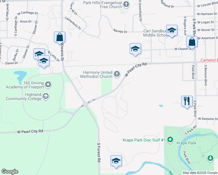 map of restaurants, bars, coffee shops, grocery stores, and more near 2810 West Pearl City Road in Freeport