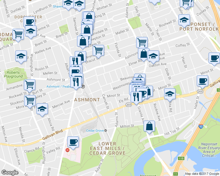 map of restaurants, bars, coffee shops, grocery stores, and more near 30 Beaumont Street in Boston