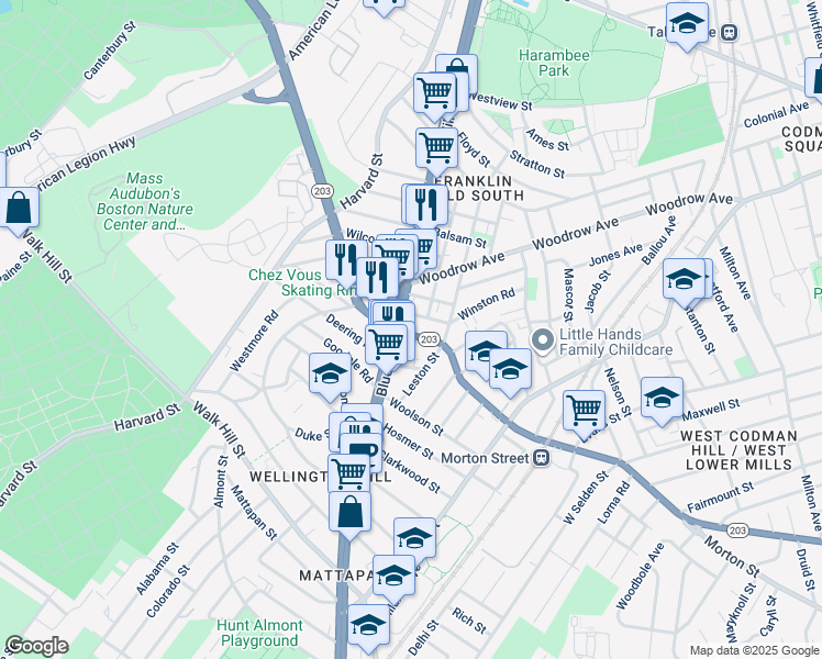 map of restaurants, bars, coffee shops, grocery stores, and more near in Boston