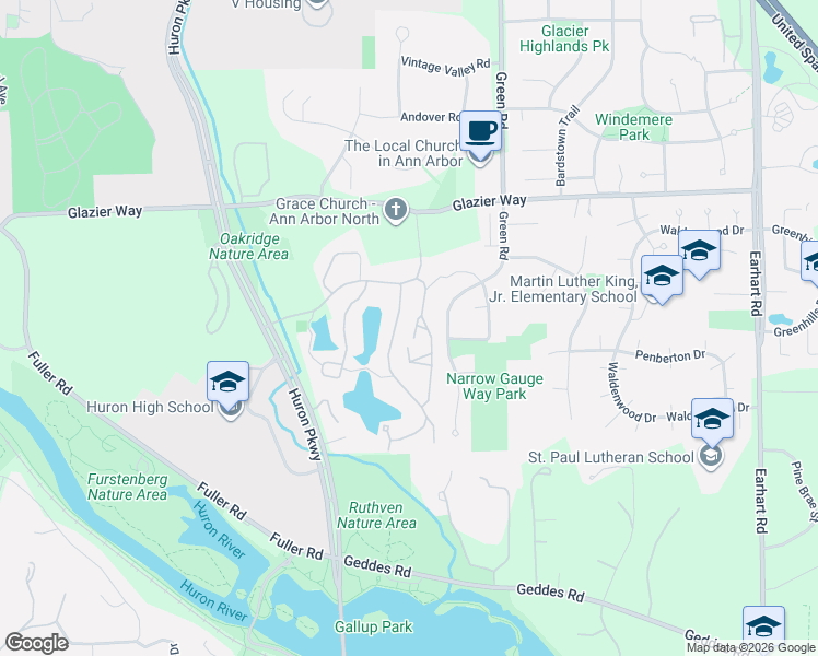 map of restaurants, bars, coffee shops, grocery stores, and more near 791 Skynob Court in Ann Arbor
