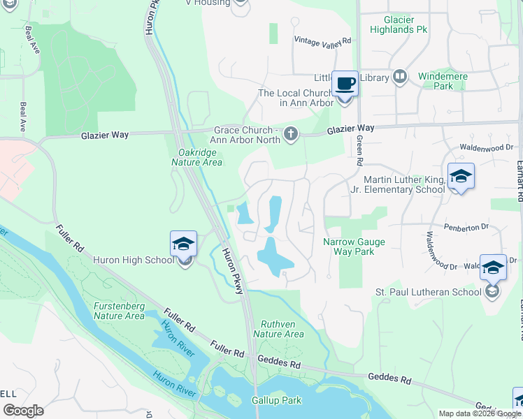 map of restaurants, bars, coffee shops, grocery stores, and more near 761 Peninsula Court in Ann Arbor