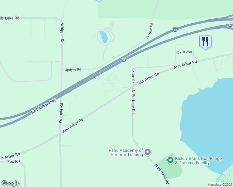 map of restaurants, bars, coffee shops, grocery stores, and more near 7650 Ann Arbor Road in Jackson County