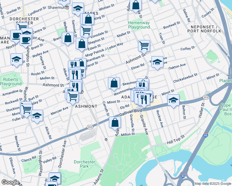 map of restaurants, bars, coffee shops, grocery stores, and more near 30 Beaumont Street in Boston