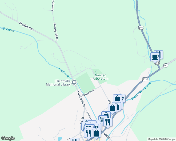 map of restaurants, bars, coffee shops, grocery stores, and more near 25 Pine Tree Village Road in Ellicottville