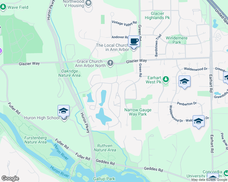 map of restaurants, bars, coffee shops, grocery stores, and more near 791 Skynob Court in Ann Arbor
