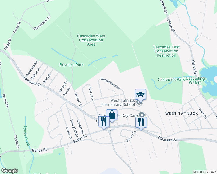 map of restaurants, bars, coffee shops, grocery stores, and more near 20 Bowling Green Lane in Worcester