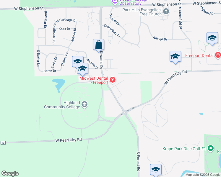 map of restaurants, bars, coffee shops, grocery stores, and more near 1386 Kiwanis Drive in Freeport