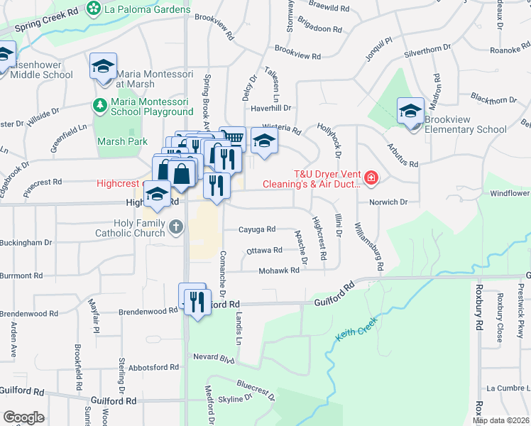 map of restaurants, bars, coffee shops, grocery stores, and more near 4807 Highcrest Road in Rockford