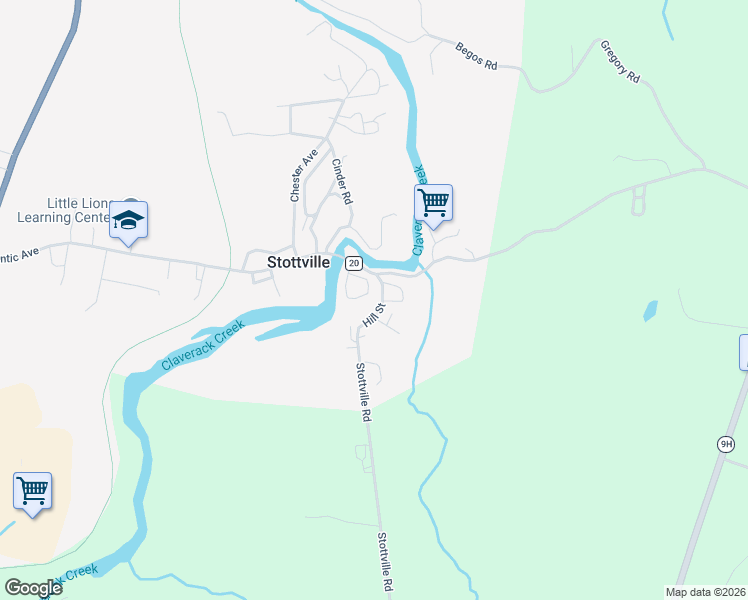 map of restaurants, bars, coffee shops, grocery stores, and more near 6604 Hill Street in Hudson