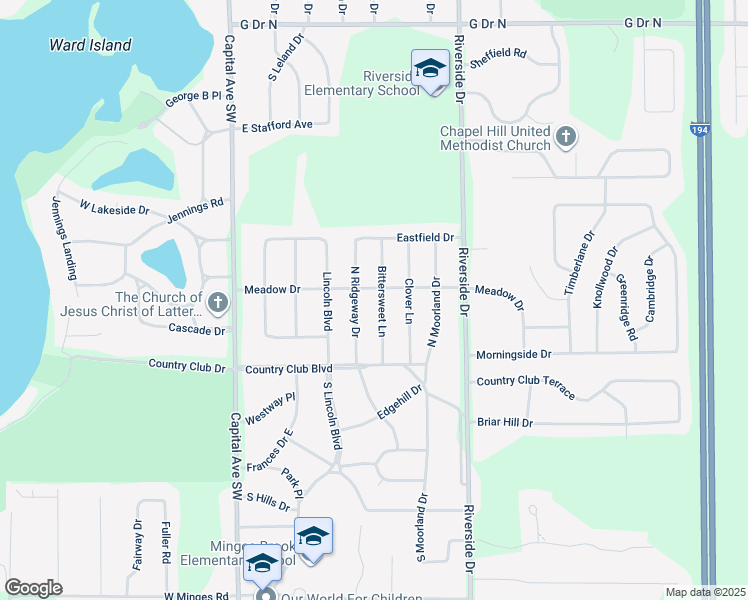 map of restaurants, bars, coffee shops, grocery stores, and more near 232 Bittersweet Lane in Battle Creek