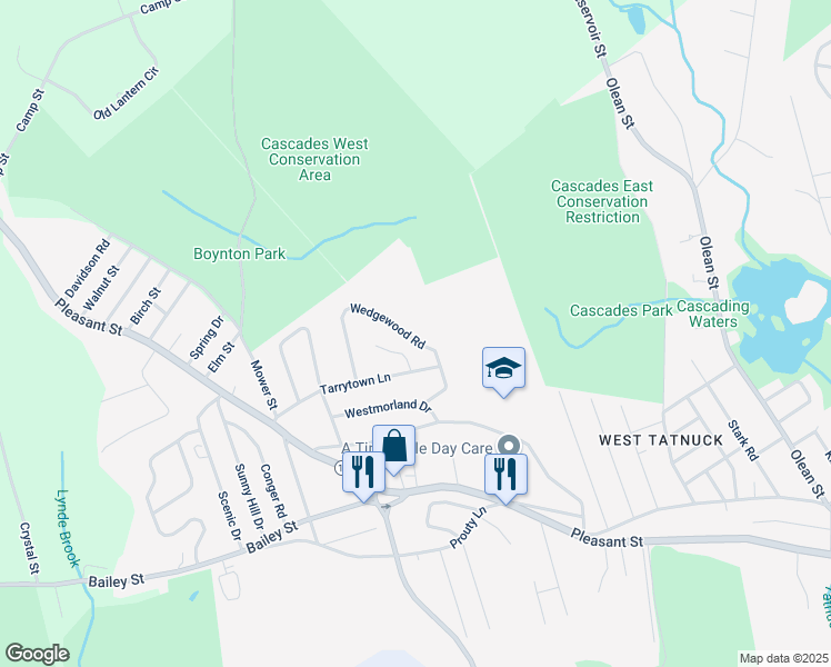 map of restaurants, bars, coffee shops, grocery stores, and more near 50 Wedgewood Road in Worcester