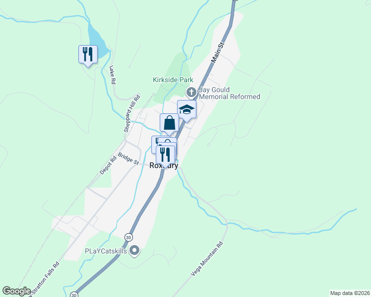 map of restaurants, bars, coffee shops, grocery stores, and more near 2 Ridge Road Spur in Roxbury
