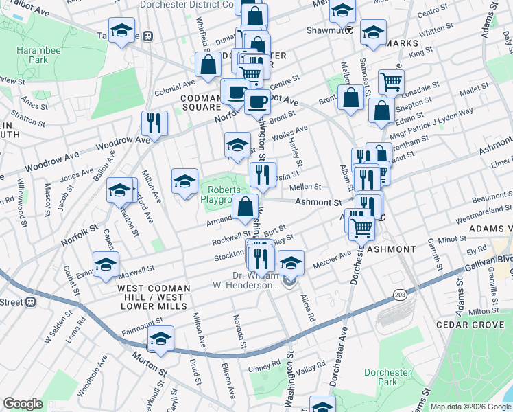 map of restaurants, bars, coffee shops, grocery stores, and more near 757 Washington Street in Boston