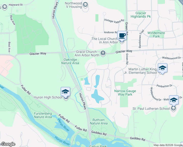 map of restaurants, bars, coffee shops, grocery stores, and more near 761 Peninsula Court in Ann Arbor