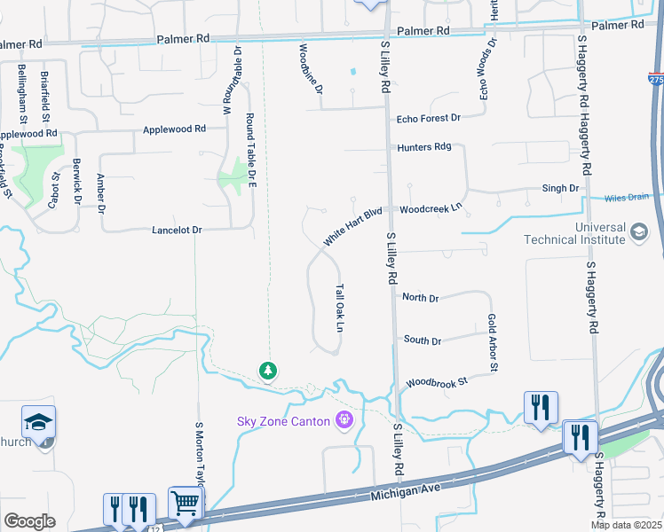 map of restaurants, bars, coffee shops, grocery stores, and more near 2619 Campbell Court in Canton