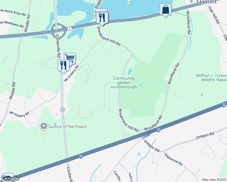 map of restaurants, bars, coffee shops, grocery stores, and more near 69 Breakneck Hill Road in Southborough