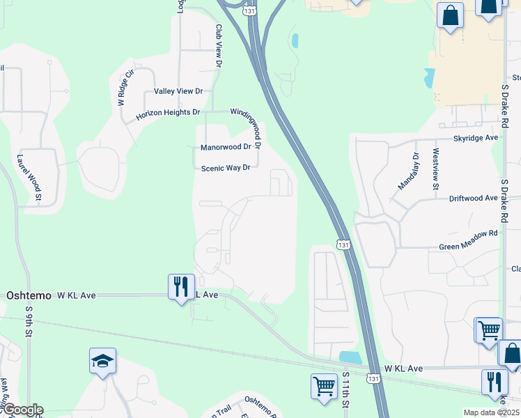 map of restaurants, bars, coffee shops, grocery stores, and more near 5818 West Jefferson Commons Circle in Kalamazoo