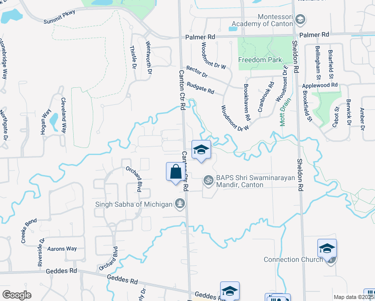 map of restaurants, bars, coffee shops, grocery stores, and more near 2680 Hidden Woods Drive in Canton