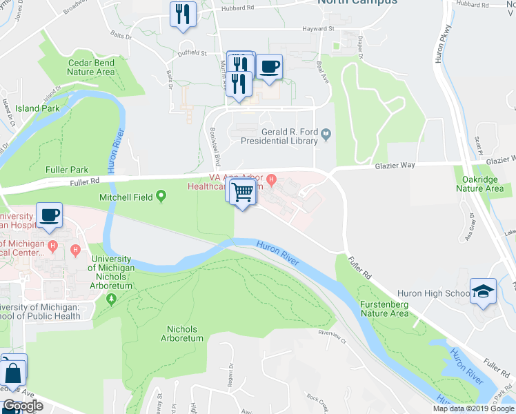 map of restaurants, bars, coffee shops, grocery stores, and more near 2169-2263 Fuller Ct in Ann Arbor Charter Township