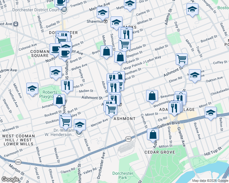 map of restaurants, bars, coffee shops, grocery stores, and more near in Boston