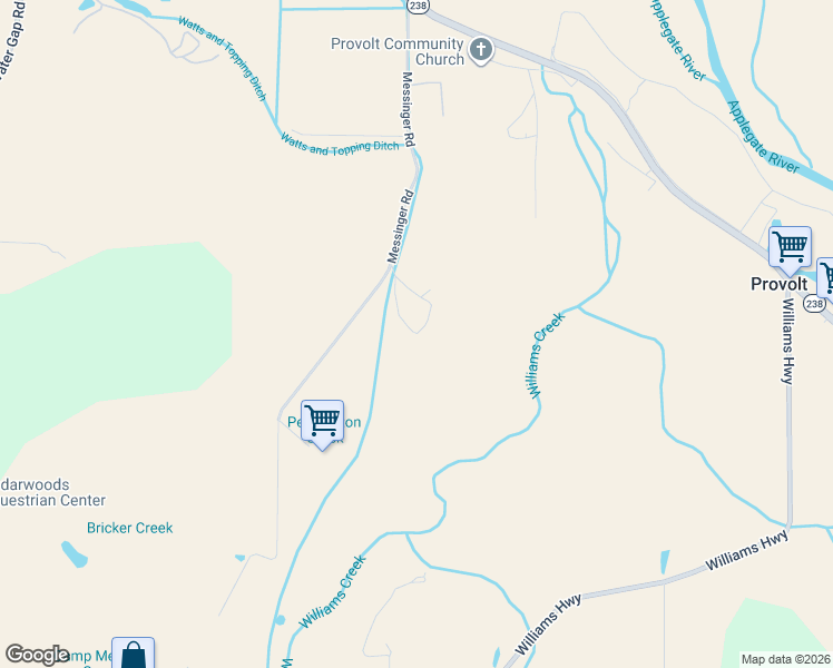 map of restaurants, bars, coffee shops, grocery stores, and more near 695 Messinger Road in Grants Pass