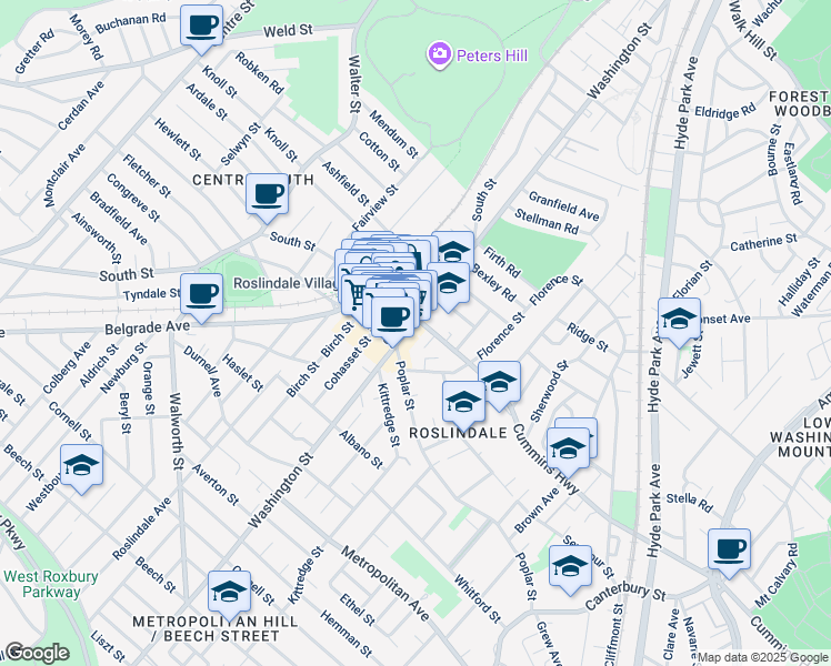 map of restaurants, bars, coffee shops, grocery stores, and more near 4232-4236 Washington Street in Boston