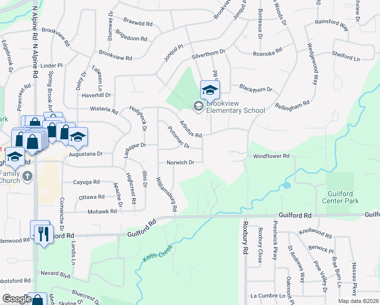 map of restaurants, bars, coffee shops, grocery stores, and more near 5126 Potomac Drive in Rockford