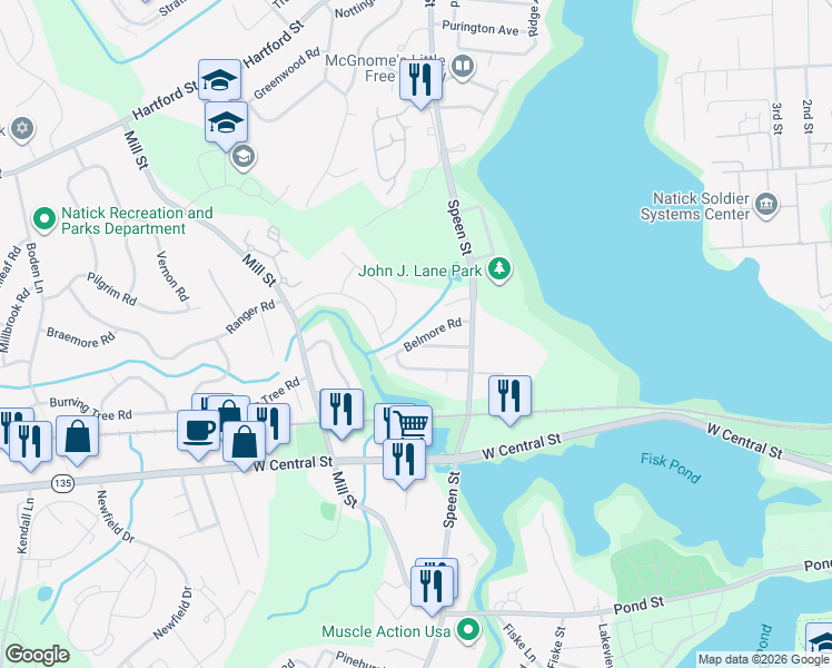 map of restaurants, bars, coffee shops, grocery stores, and more near 7 Kelsey Road in Natick