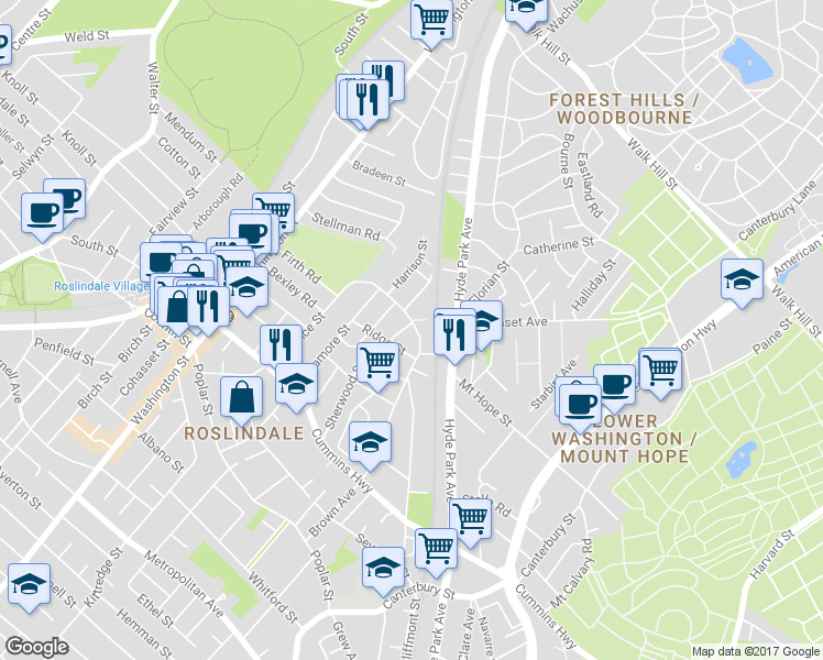 map of restaurants, bars, coffee shops, grocery stores, and more near 113 Sherwood Street in Boston