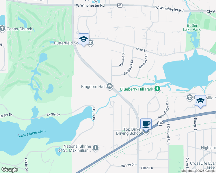map of restaurants, bars, coffee shops, grocery stores, and more near in Libertyville