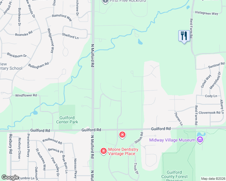 map of restaurants, bars, coffee shops, grocery stores, and more near 6151 Lippincott Lane in Rockford