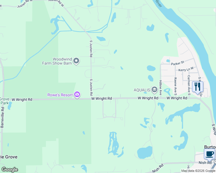 map of restaurants, bars, coffee shops, grocery stores, and more near 3002 South Justen Road in McHenry