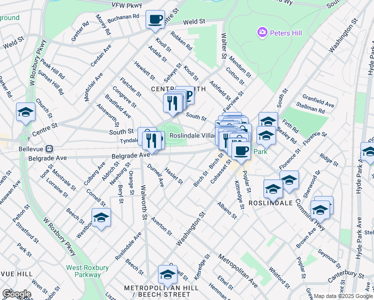 map of restaurants, bars, coffee shops, grocery stores, and more near in Boston