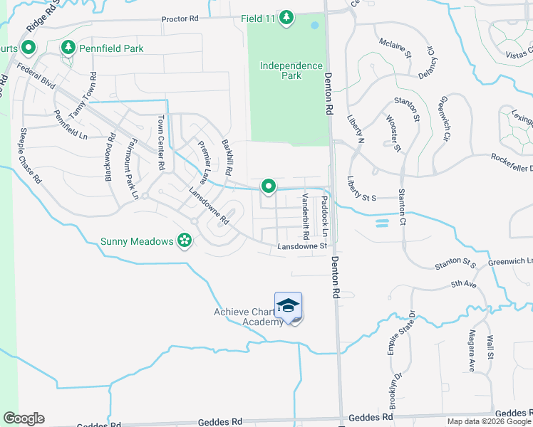 map of restaurants, bars, coffee shops, grocery stores, and more near 2240 Paddock Lane in Canton