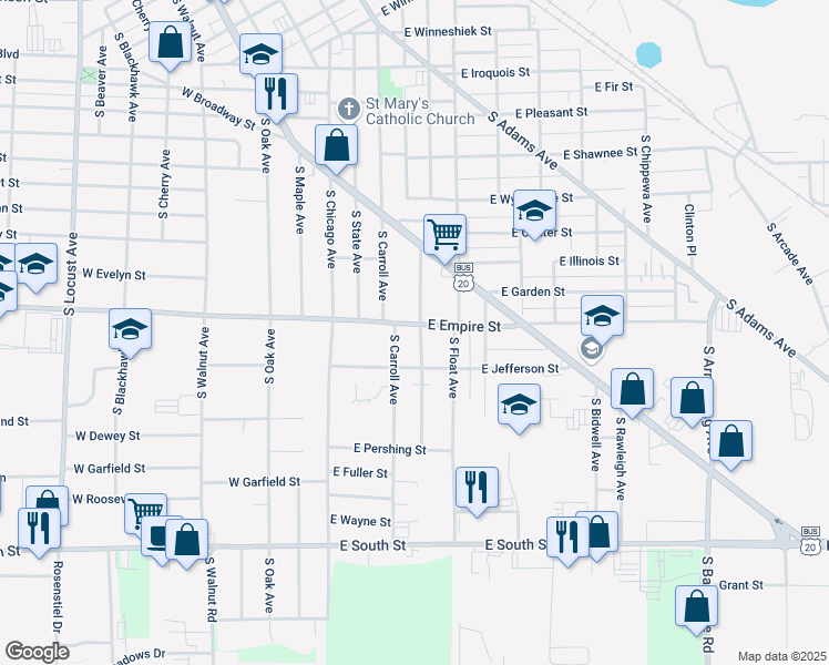 map of restaurants, bars, coffee shops, grocery stores, and more near 217-219 Empire Court in Freeport