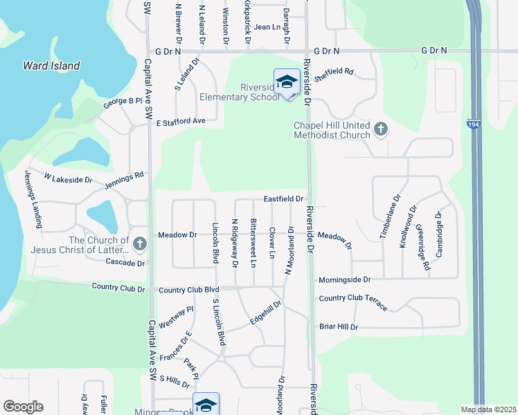 map of restaurants, bars, coffee shops, grocery stores, and more near 332 Bittersweet Lane in Battle Creek