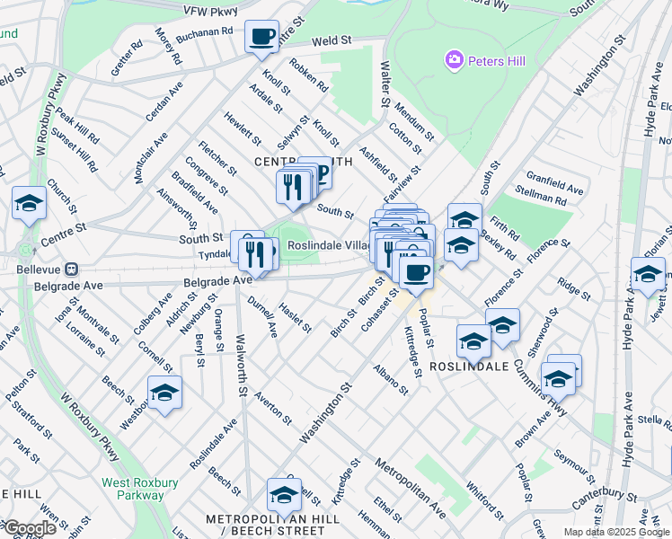 map of restaurants, bars, coffee shops, grocery stores, and more near in Boston