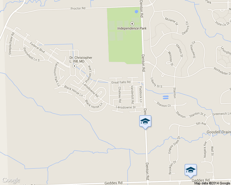 map of restaurants, bars, coffee shops, grocery stores, and more near 2240 Paddock Lane in Canton