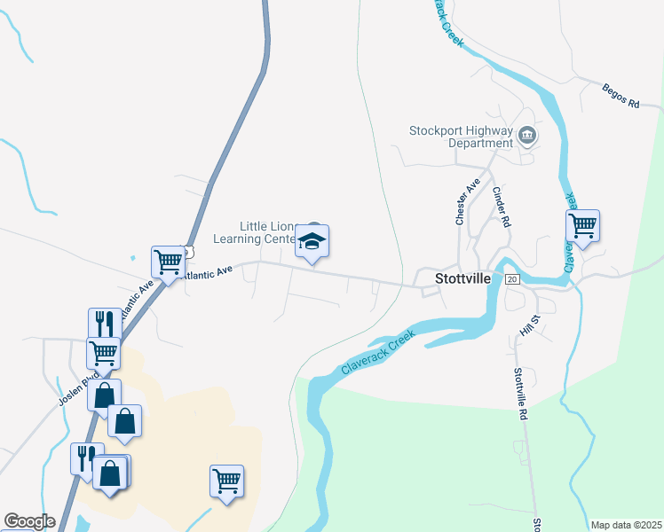 map of restaurants, bars, coffee shops, grocery stores, and more near 2823 Atlantic Avenue in Hudson