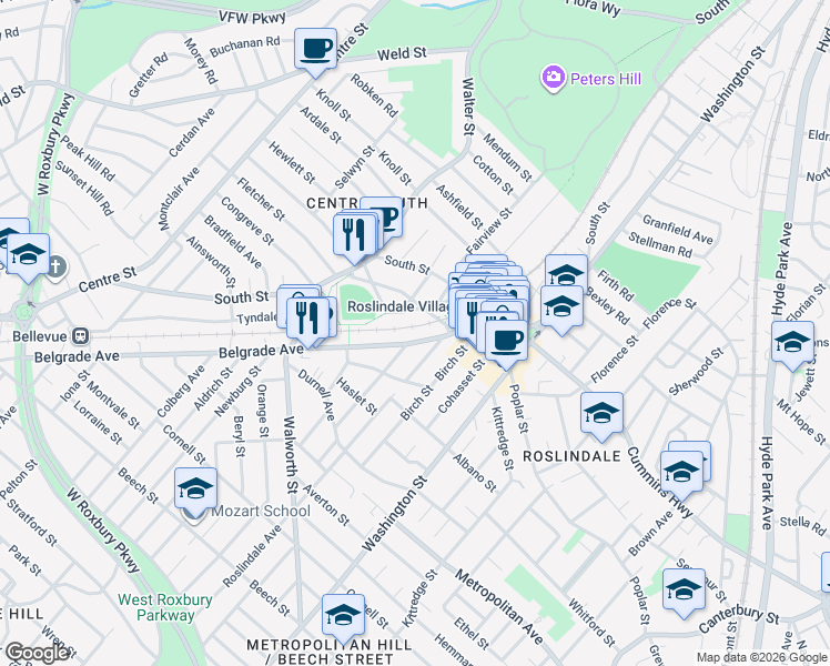 map of restaurants, bars, coffee shops, grocery stores, and more near in Boston