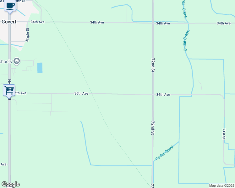 map of restaurants, bars, coffee shops, grocery stores, and more near 36th Avenue in Covert