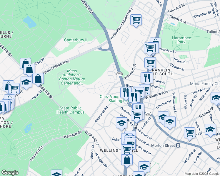map of restaurants, bars, coffee shops, grocery stores, and more near 529 Harvard Street in Boston
