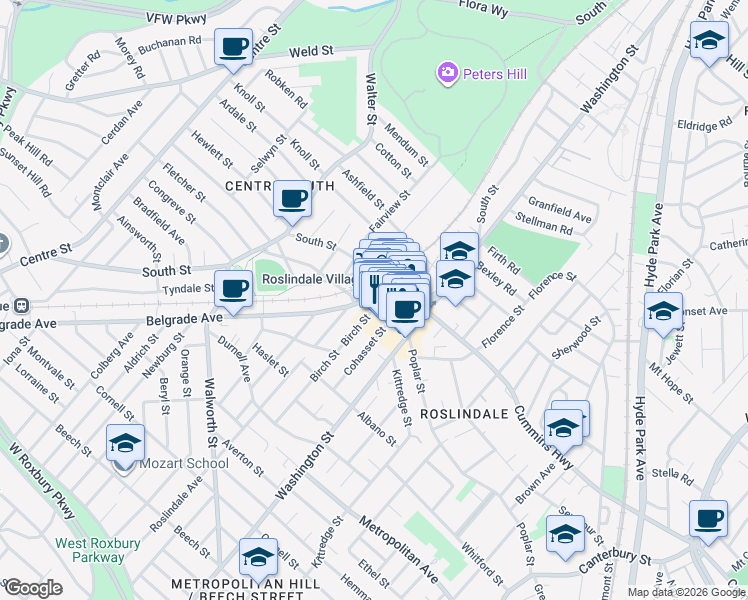 map of restaurants, bars, coffee shops, grocery stores, and more near 2 Corinth Street in Boston